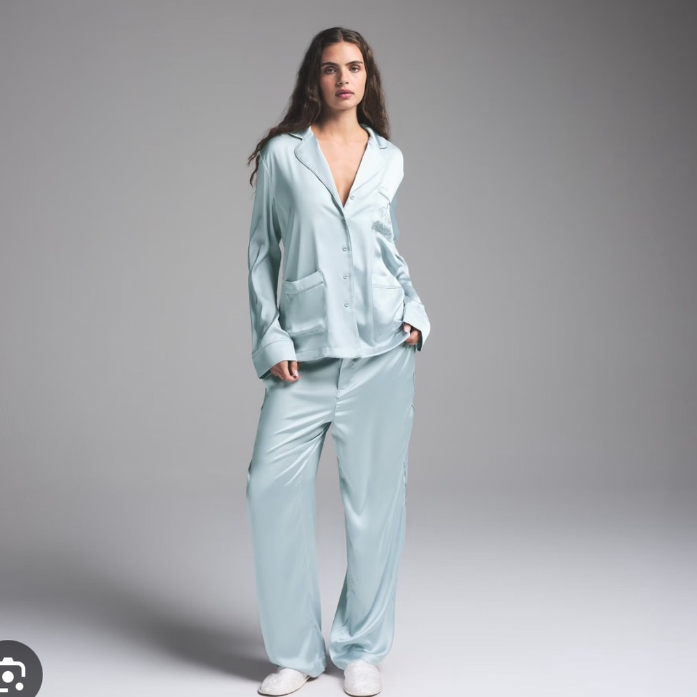 SKIMS Light Blue Satin Sleep Set